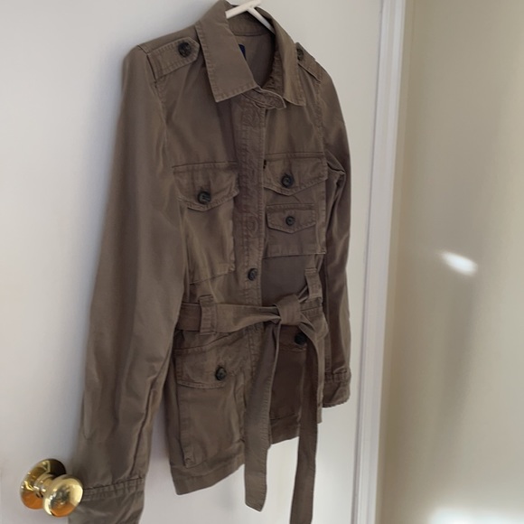 Gap Olive green cotton utility jacket, lined, roll sleeves - Picture 3 of 8